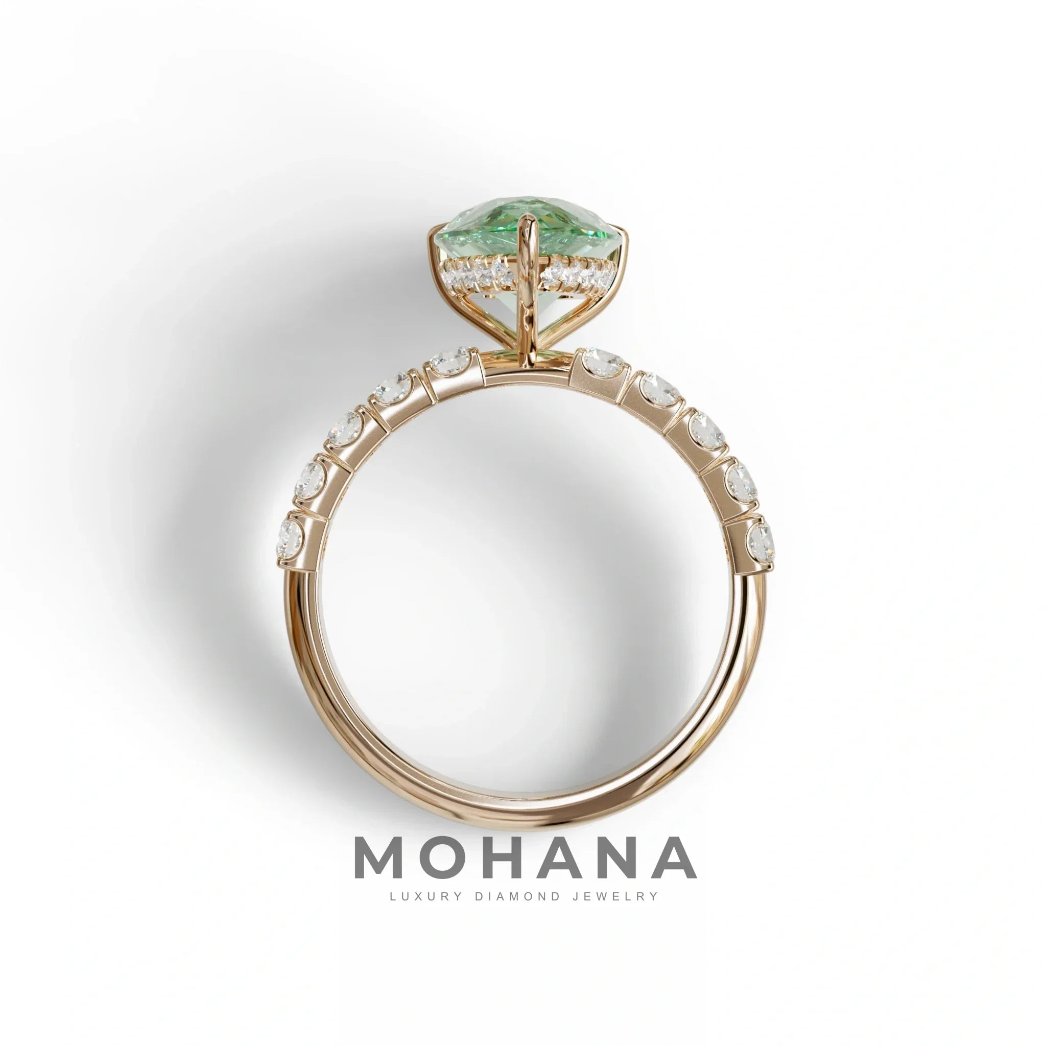 3 Carat Fancy Vivid Green Pear Cut Lab grown Diamond Engagement Ring - Feesia