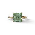3 Carat Princess Cut Green Lab Diamond Hidden Halo Engagement Ring - 10K Solid Gold / Yellow Gold