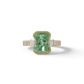 3 Carat Green Radiant Cut Three Stone Lab Diamond Engagement Ring - Adiamor - 10K Solid Gold / Yellow Gold