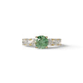 3 Carat Green Round Cut Half Eternity Lab Diamond Engagement Ring - Angeleno - 10K Solid Gold / Yellow Gold