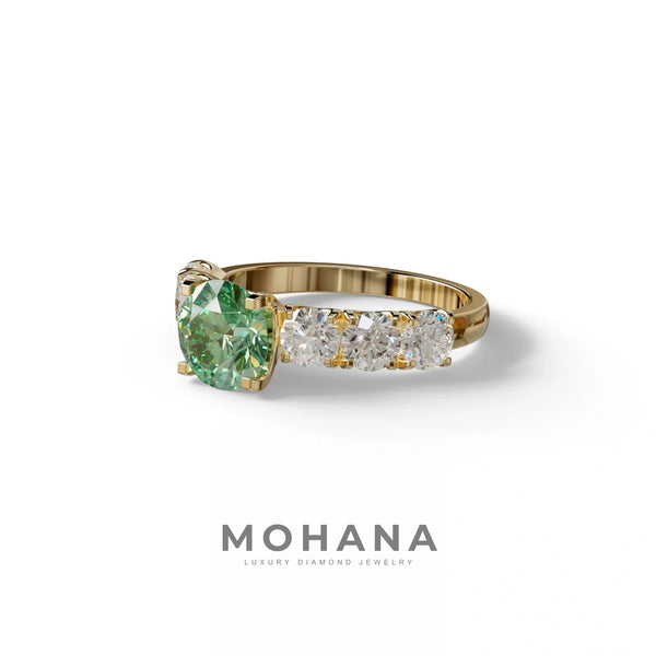 3 Carat Green Lab Grown Diamond Engagement Ring – Round Cut Eternity | Angeleno alternate view
