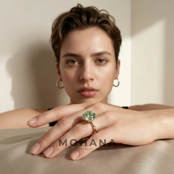 3 Carat Green Lab Grown Diamond Engagement Ring – Round Cut Hidden Halo alternate view