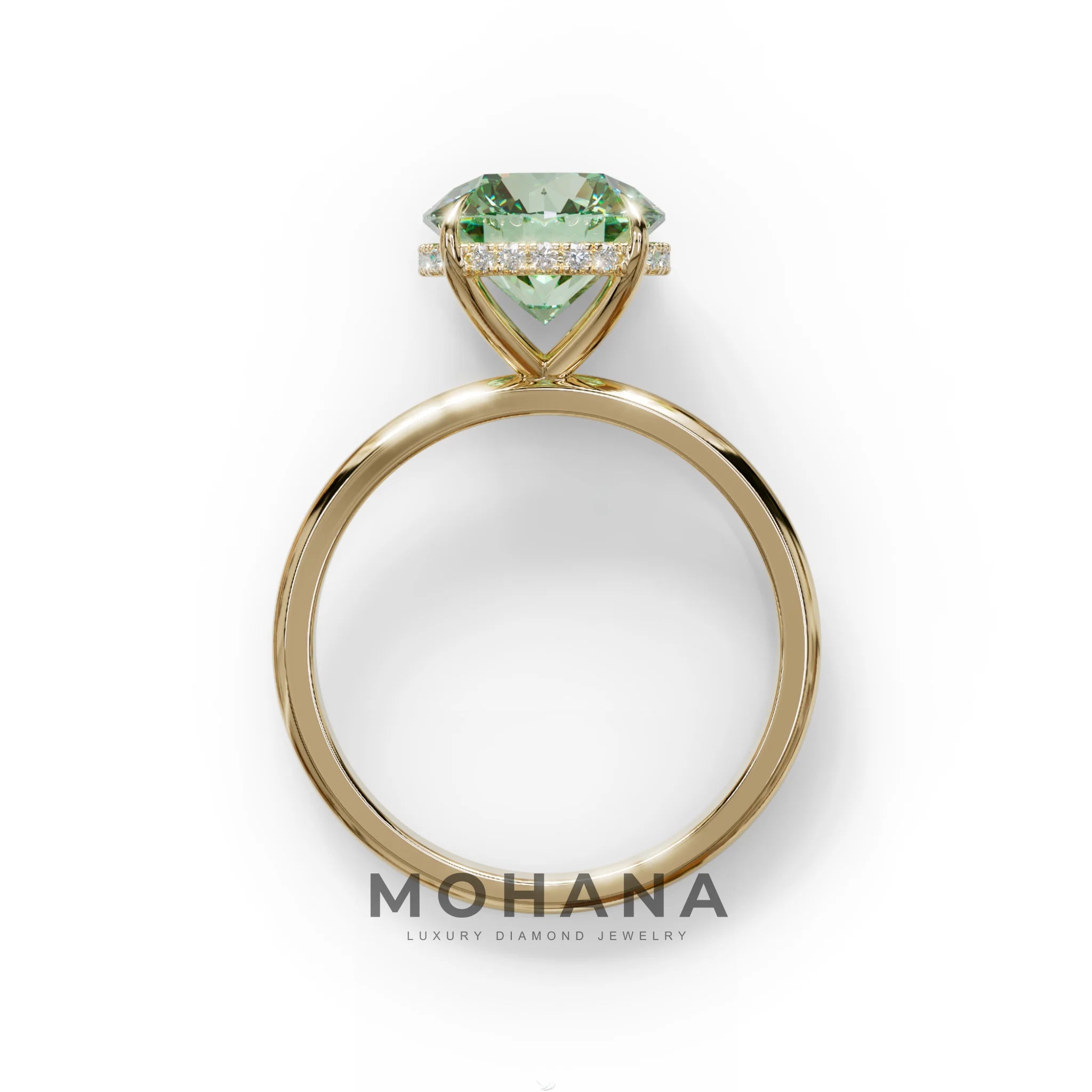 3 Carat Round Green Hidden Halo Lab Diamond Ring - Luxe Cercle