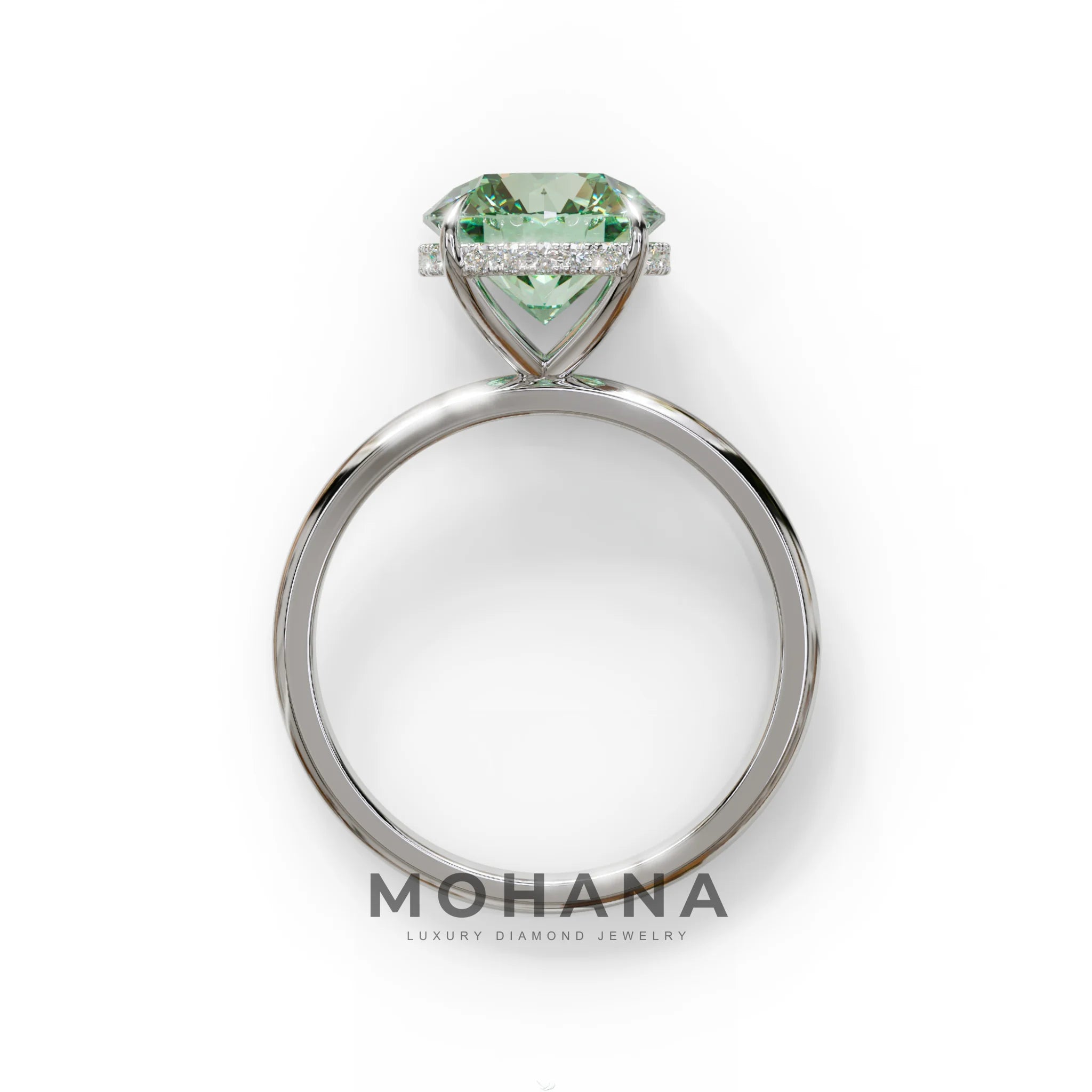 3 Carat Round Green Hidden Halo Lab Diamond Ring - Luxe Cercle