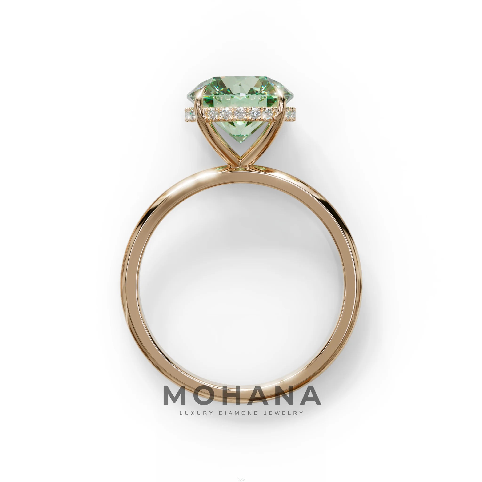 3 Carat Round Green Hidden Halo Lab Diamond Ring - Luxe Cercle
