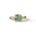 3 Carat Green Round Cut Lab Diamond Ring - Infinity Cross - 10K Solid Gold / Yellow Gold