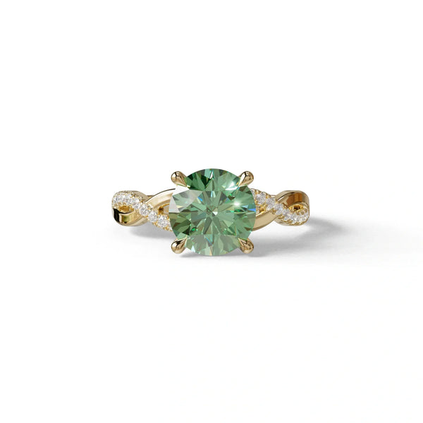 3 Carat Green Lab Grown Diamond Engagement Ring – Round Cut Infinity | Infinity Cross