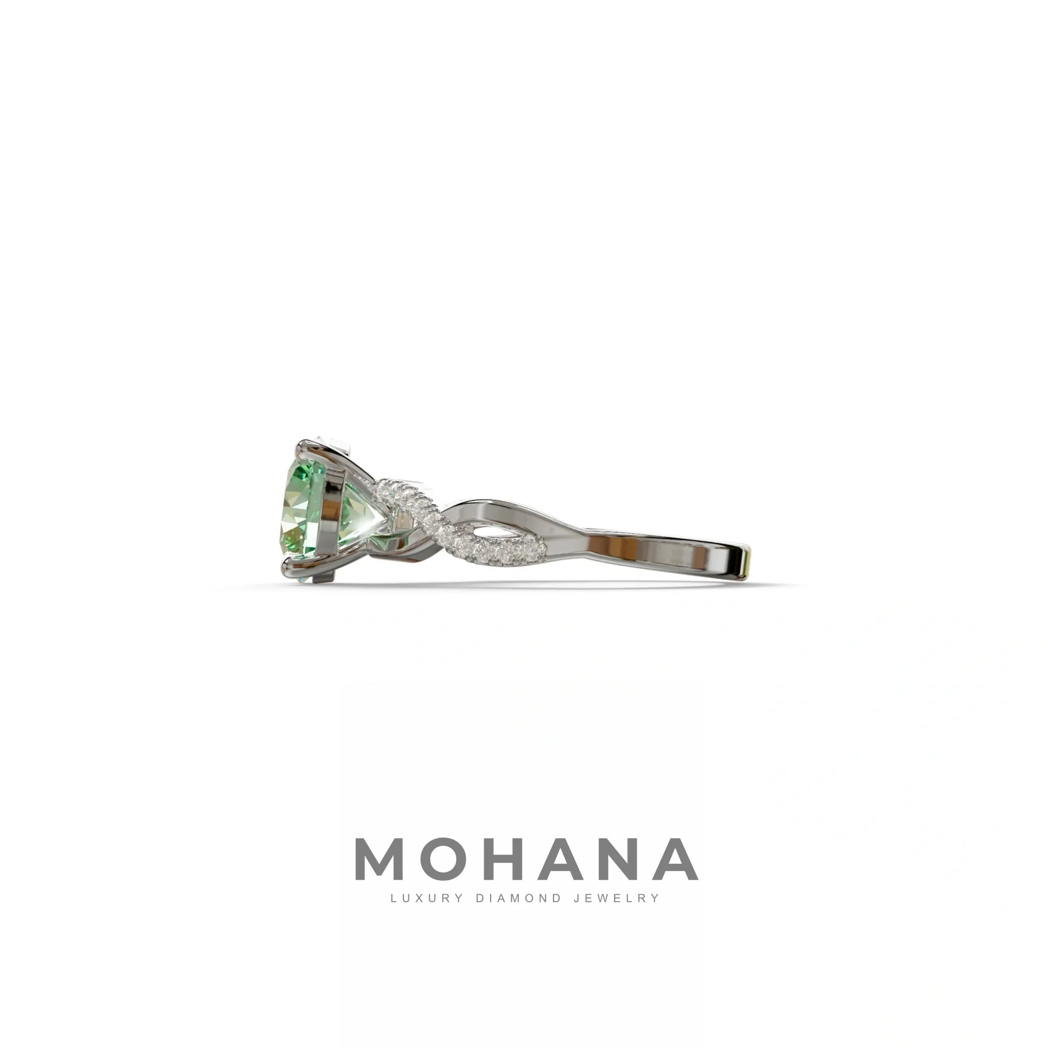 3 Carat Green Round Cut Lab Diamond Ring - Infinity Cross