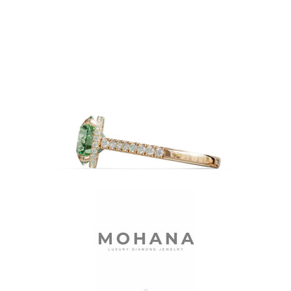 3 Carat Green Round Cut Hidden Halo & Pave Setting Lab Diamond Ring - Eblouissant