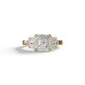 3 Ct E/VVS Colorless Asscher Cut Lab Diamond Double Claw Prong Setting - Celestial - 10K Solid Gold / Yellow Gold