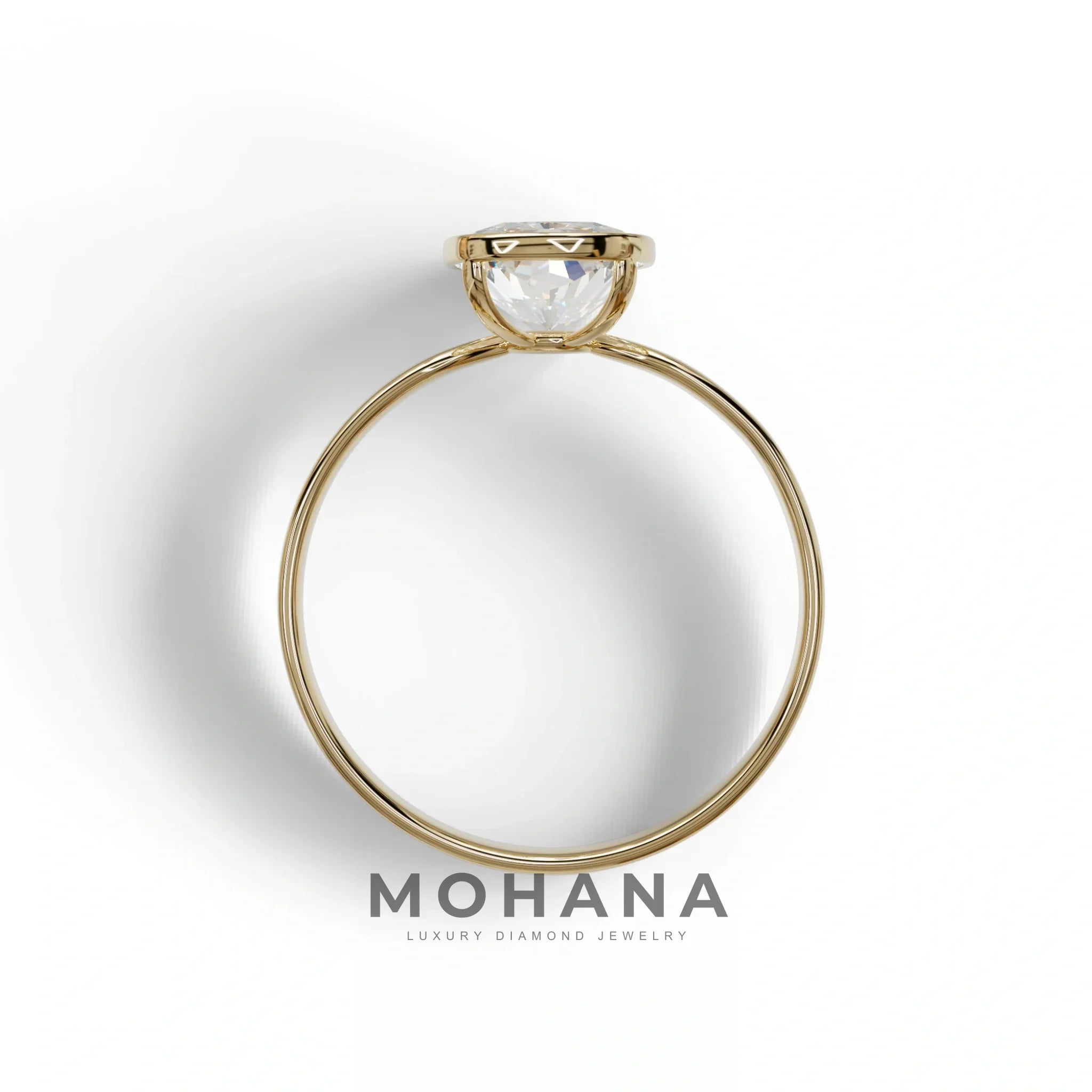 3 Carat E VVS Elongated Cushion Cut Bezel Set Engagement Ring - Astrae