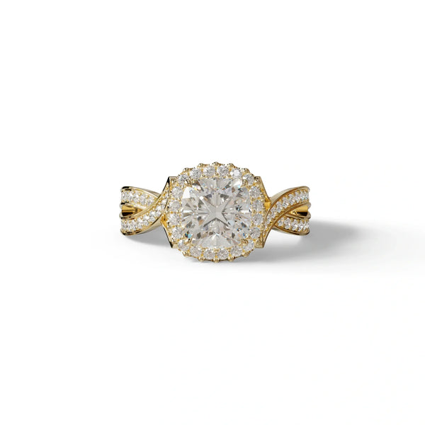 3 Carat Lab Grown Diamond Engagement Ring – Cushion Cut Halo