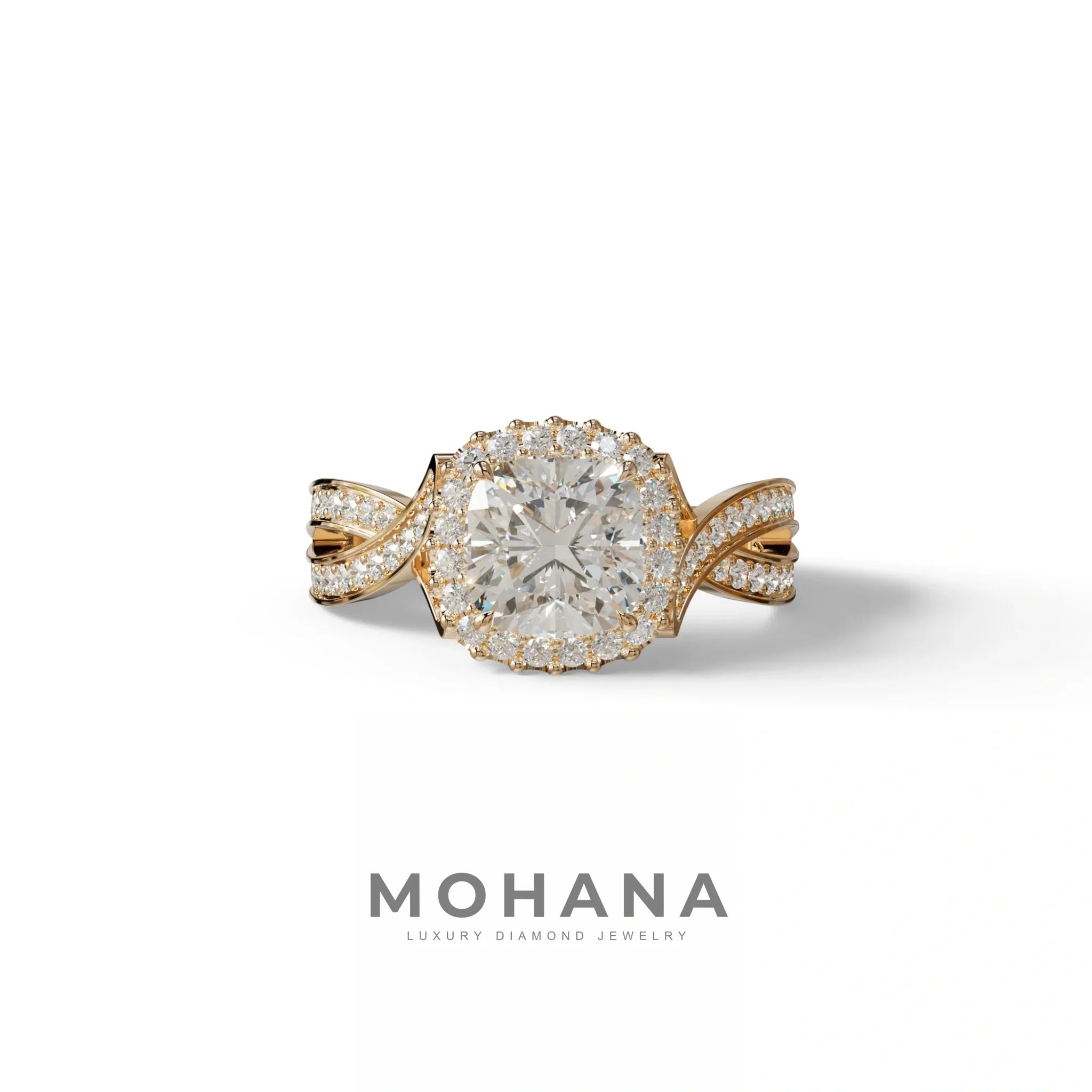 3 Carat E VVS Cushion Cut Lab Grown Diamond Engagement Ring - Odessa - 10K Solid Gold / Rose Gold