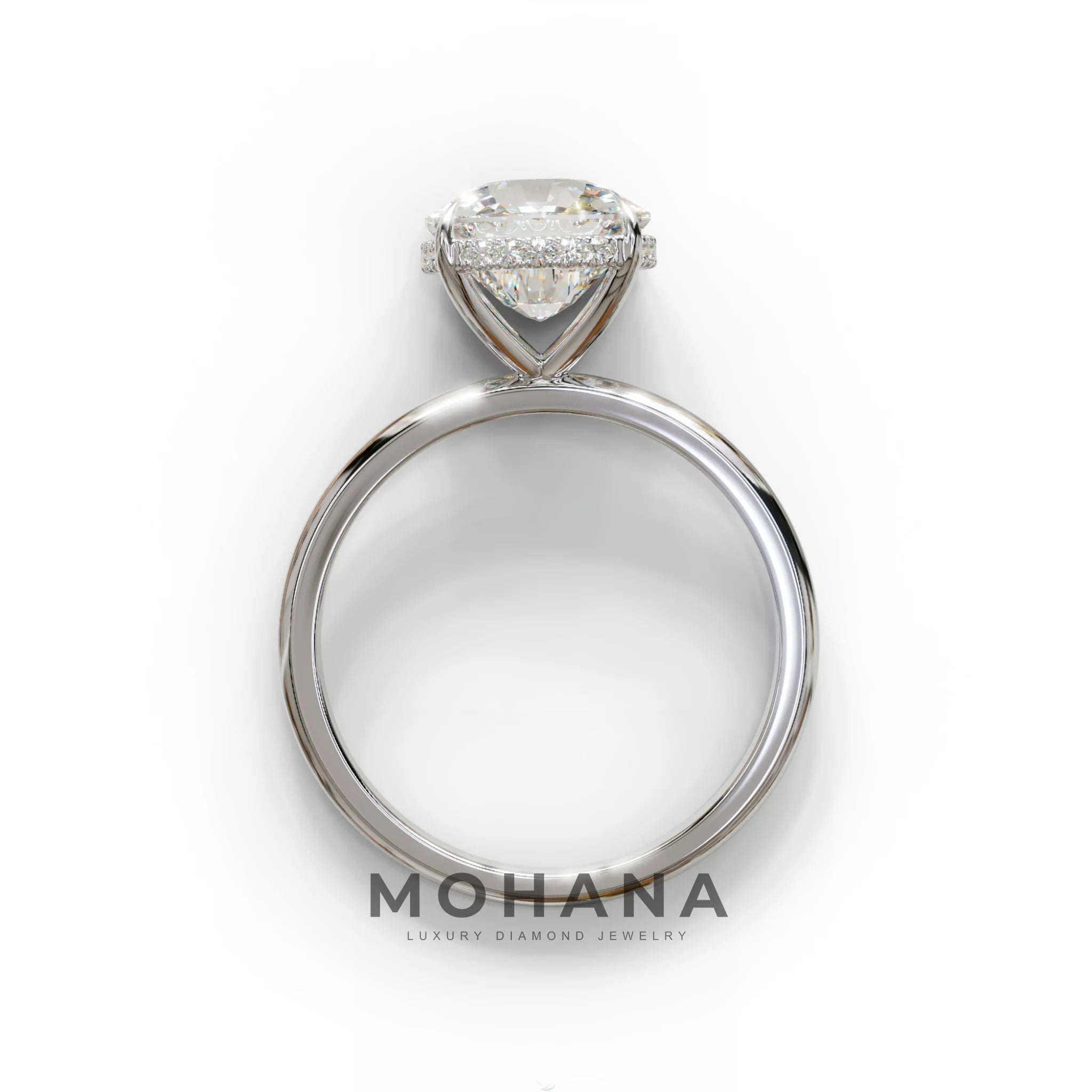 3 Carat E VVS Cushion Lab Diamond Hidden Halo Ring