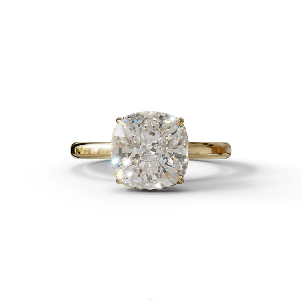 3 Carat Lab Grown Diamond Engagement Ring – Cushion Cut Hidden Halo