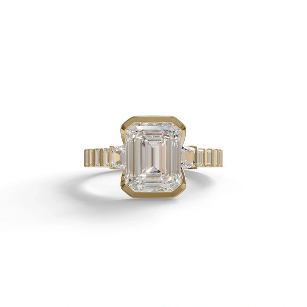 3 Carat Lab Grown Diamond Engagement Ring – Emerald Cut Bezel