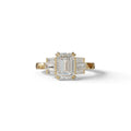 3 Carat Emerald Cut Lab Grown Diamond Engagement Ring - Leela - 10K Solid Gold / Yellow Gold
