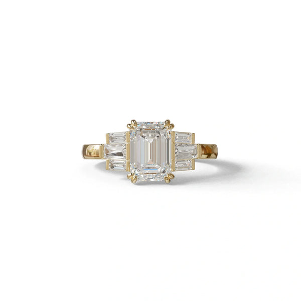 3 Carat Lab Grown Diamond Engagement Ring – Emerald Cut Halo