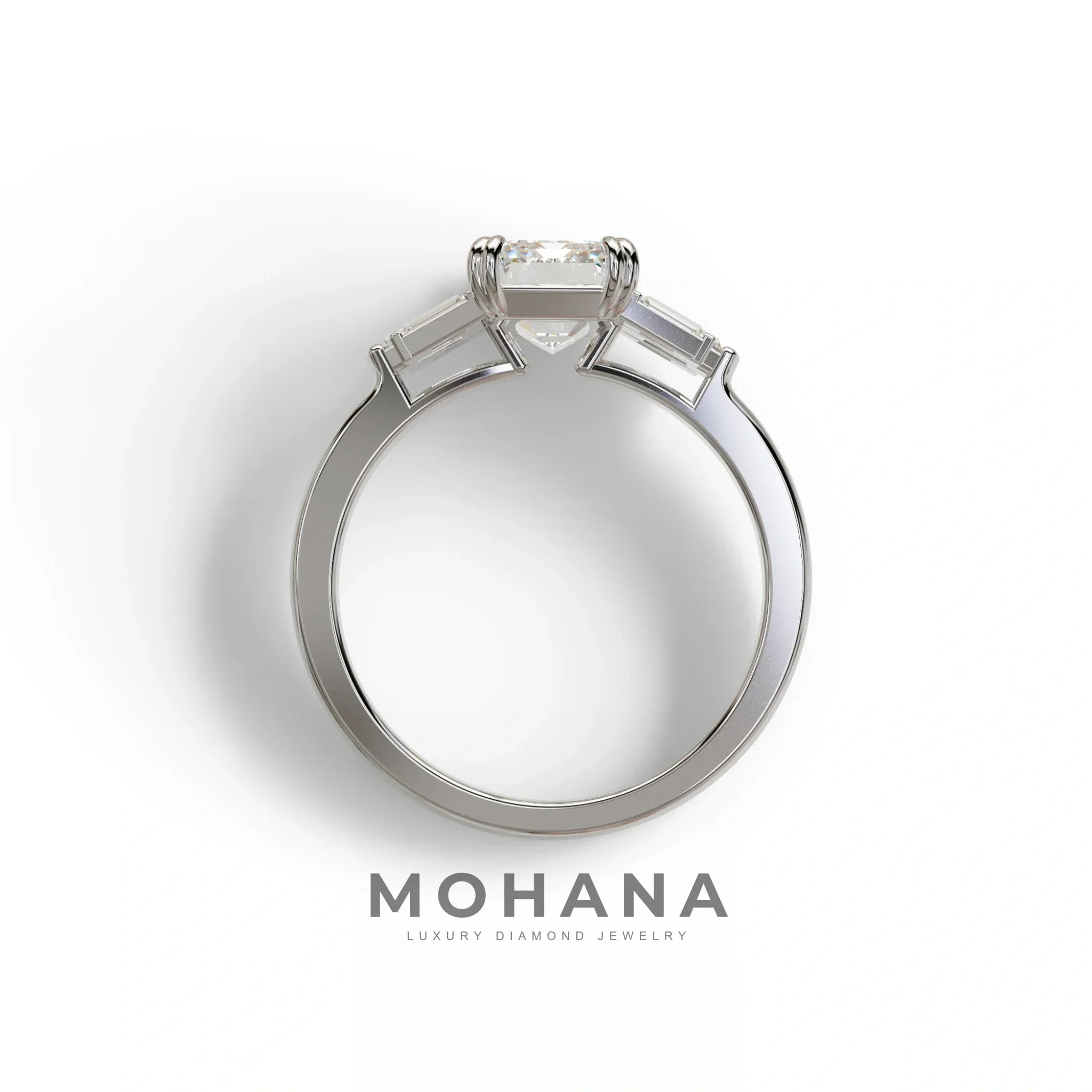3 Carat Emerald Cut Lab Grown Diamond Engagement Ring - Leela