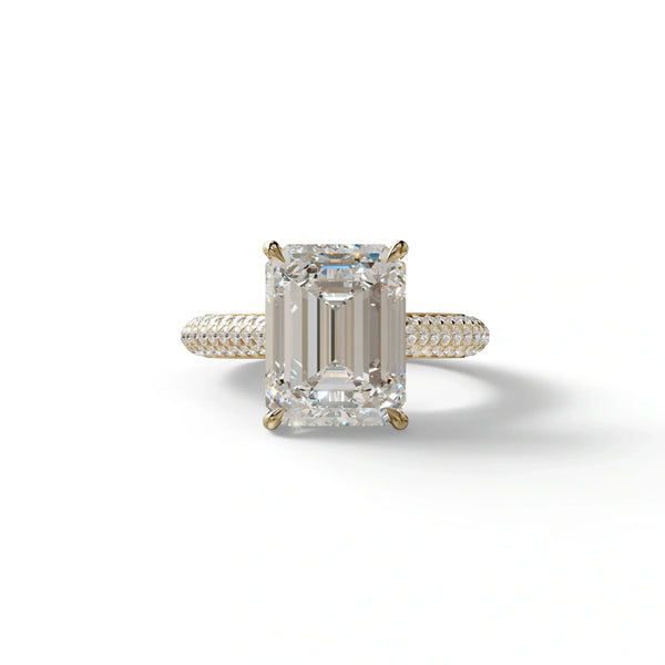 3 Carat Lab Grown Diamond Engagement Ring – Emerald Cut Hidden Halo | Emme