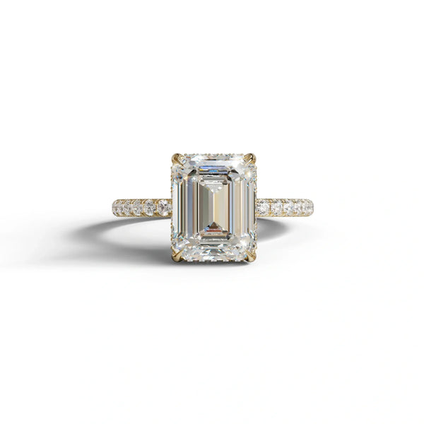 3 Carat Lab Grown Diamond Engagement Ring – Emerald Cut Hidden Halo
