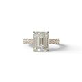 3 Carat E VVS Emerald Cut Lab Diamond Hidden halo Engagement Ring - Luminary - 10K Solid Gold / Yellow Gold