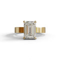3 Carat Emerald Lab Grown Diamond Solitaire Engagement Ring - Zulu - 10K Solid Gold / Yellow Gold