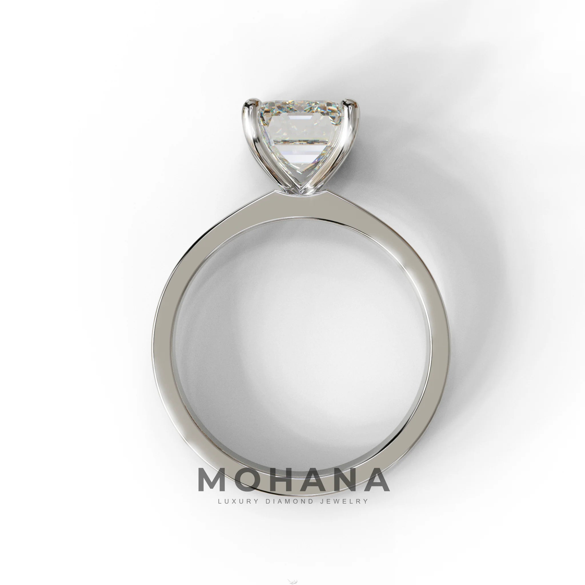 3 Carat Emerald Lab Grown Diamond Solitaire Engagement Ring - Zulu