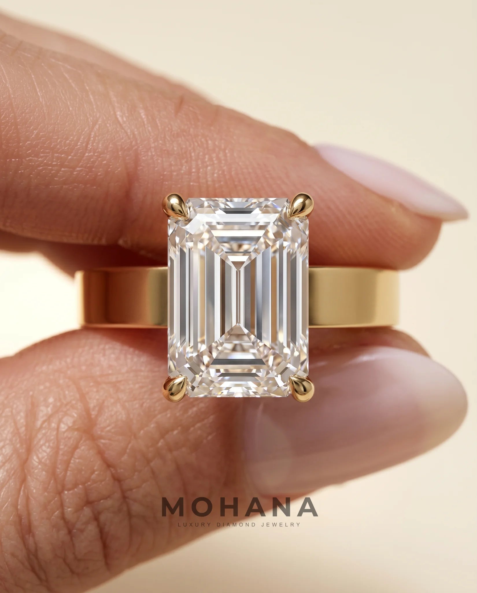 3 Carat Lab Grown Diamond Engagement Ring – Emerald Cut Solitaire - Engagement Ring