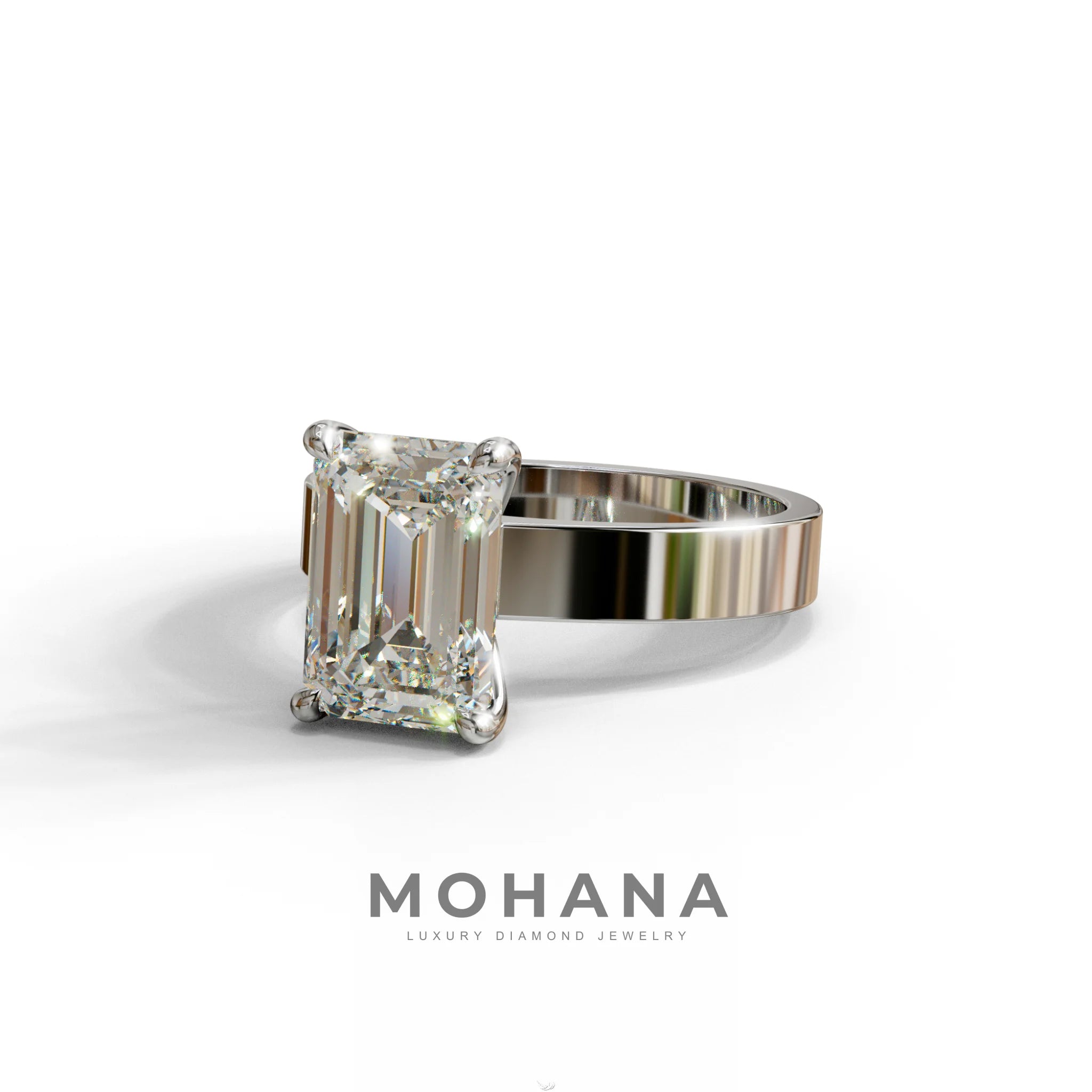 3 Carat Emerald Lab Grown Diamond Solitaire Engagement Ring - Zulu