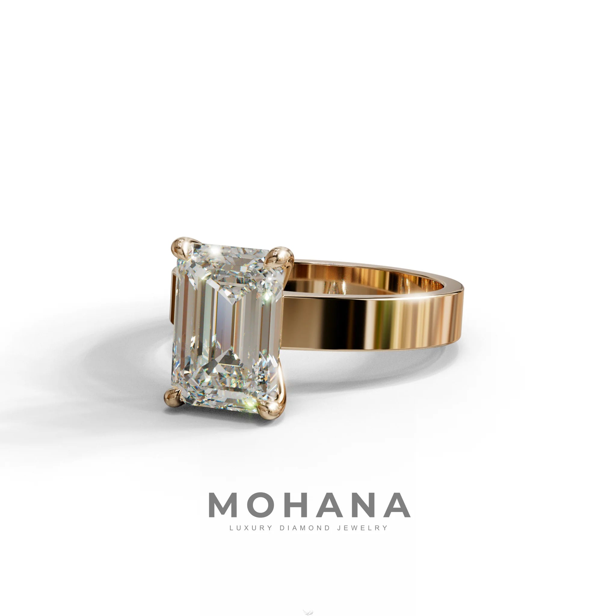 3 Carat Emerald Lab Grown Diamond Solitaire Engagement Ring - Zulu