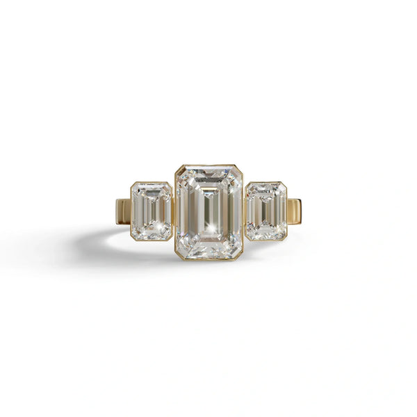3 Carat Lab Grown Diamond Engagement Ring – Emerald Cut Three Stone | Elaris