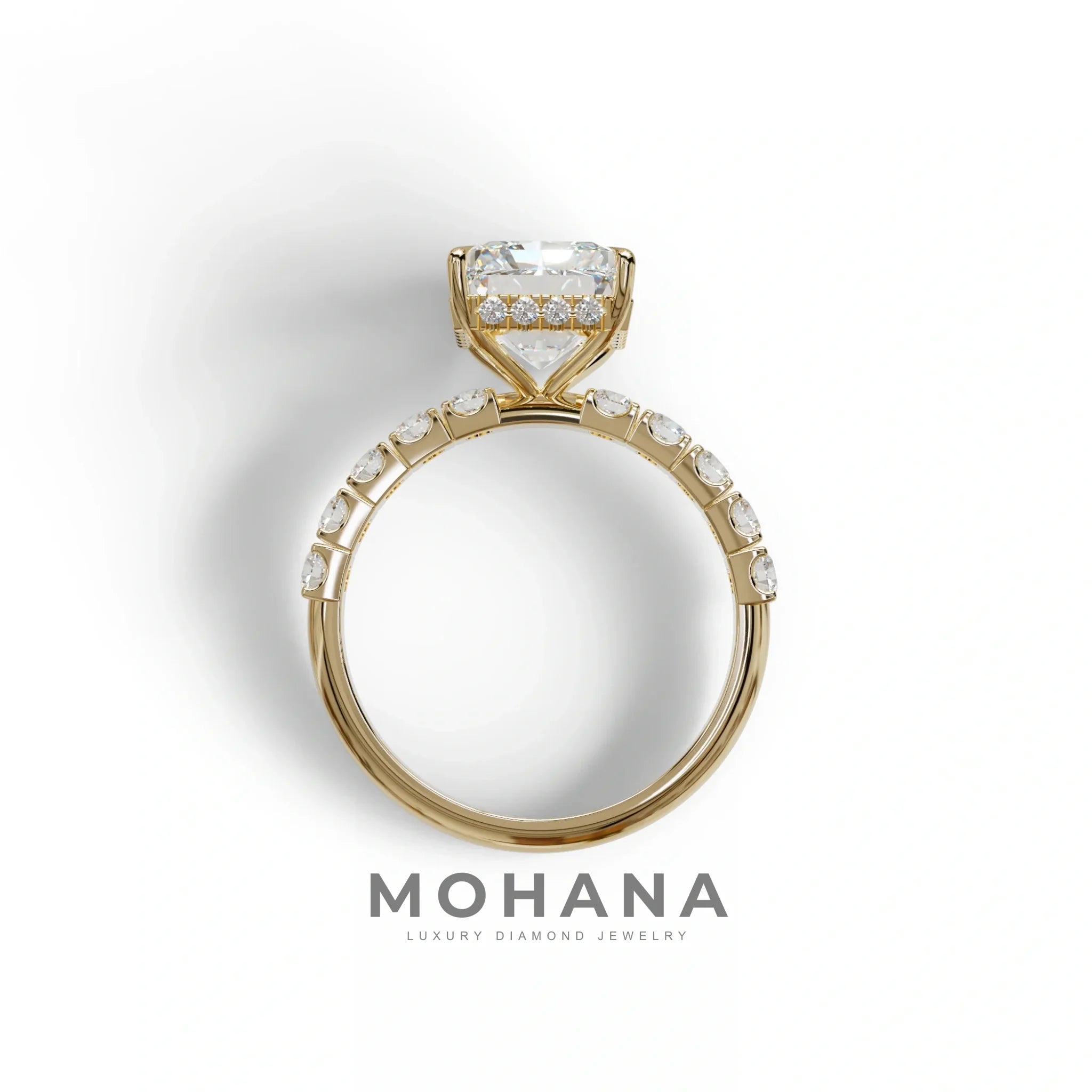 3 Carat E VVS lab Grown Diamond Engagement Ring | Pave & Hidden HaloDiamond Setting - Lace Bridge