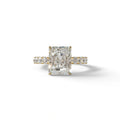 3 Carat E VVS lab Grown Diamond Engagement Ring | Pave & Hidden HaloDiamond Setting - Lace Bridge - 10K Solid Gold
