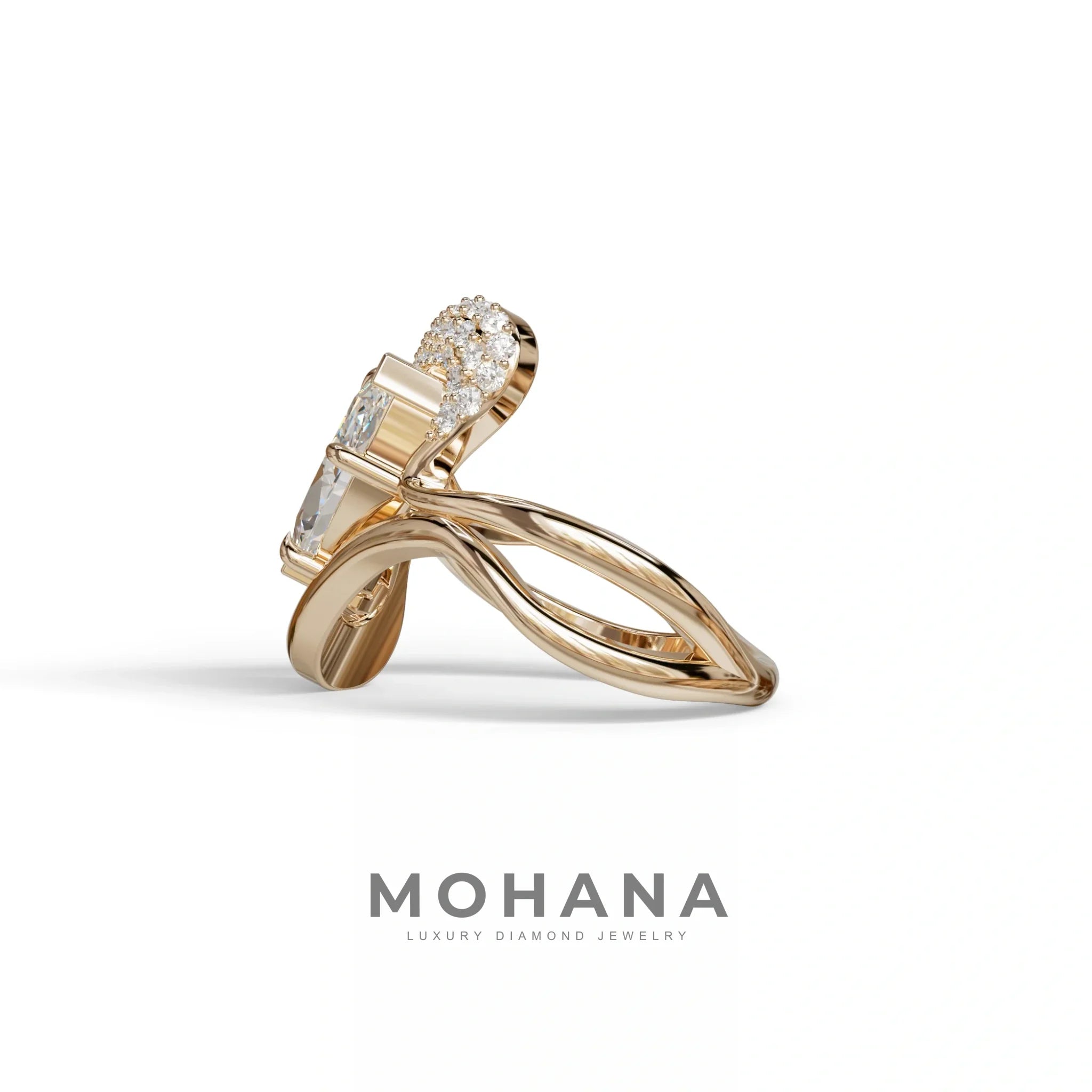 3 Carat Marquise Cut Lab Grown Diamond Curve Ring - Myka