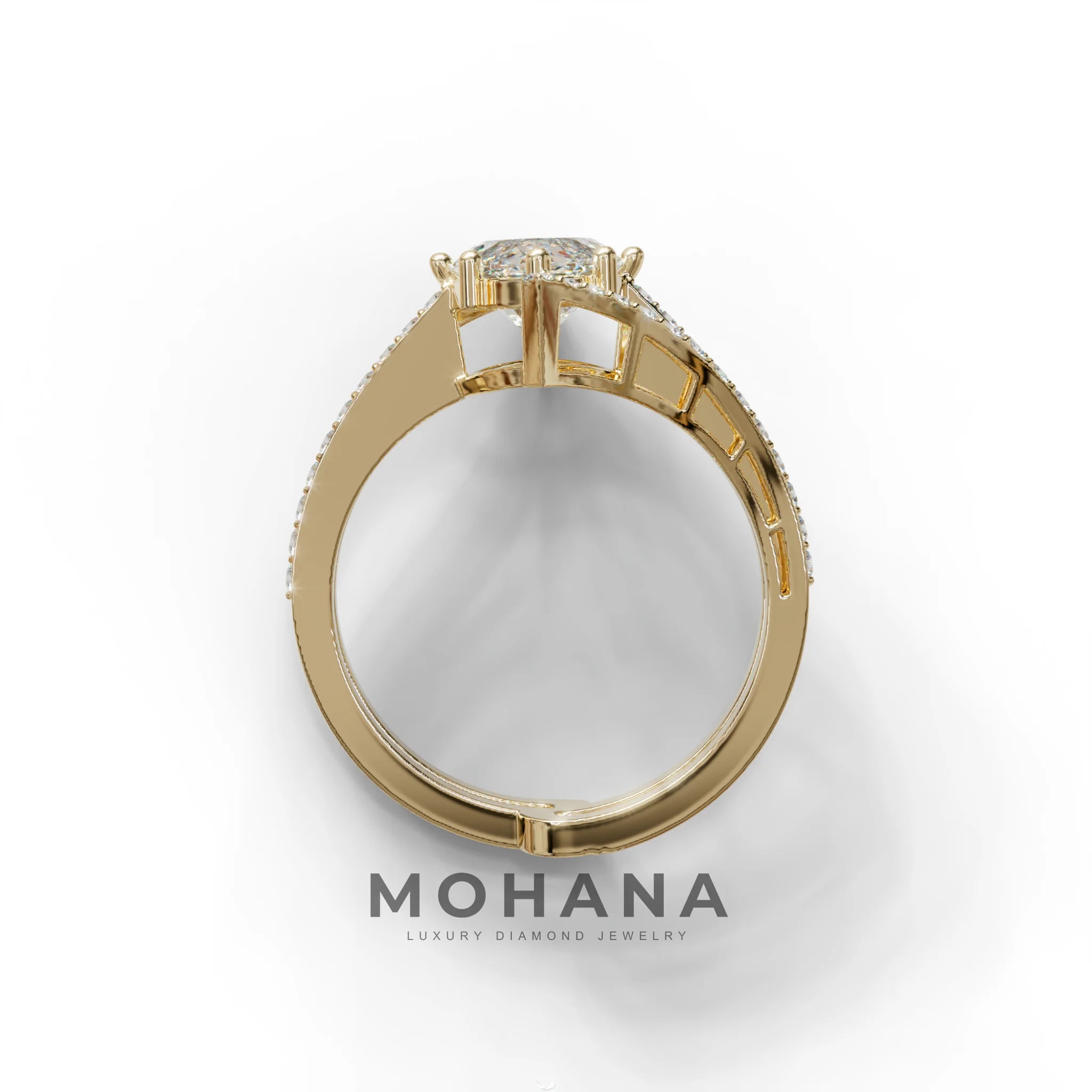 3 Carat Marquise Cut E VVS Lab Diamond Ring with Double Pave Setting