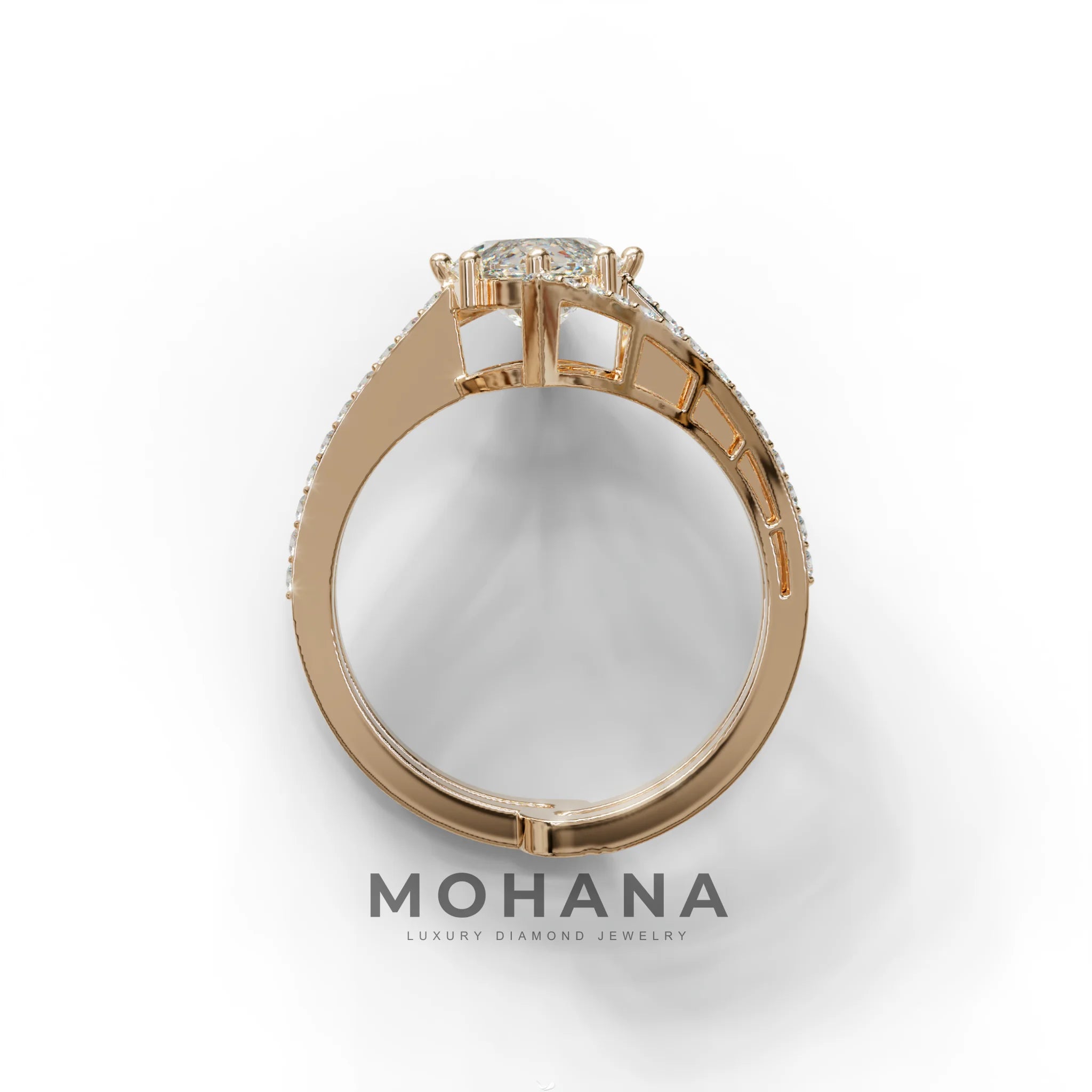 3 Carat Marquise Cut E VVS Lab Diamond Ring with Double Pave Setting