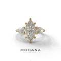 3 Carat E/VVS Marquise & Pear Cut Three Stone Lab Grown Diamond Engagement Ring - 10K Solid Gold / Yellow Gold