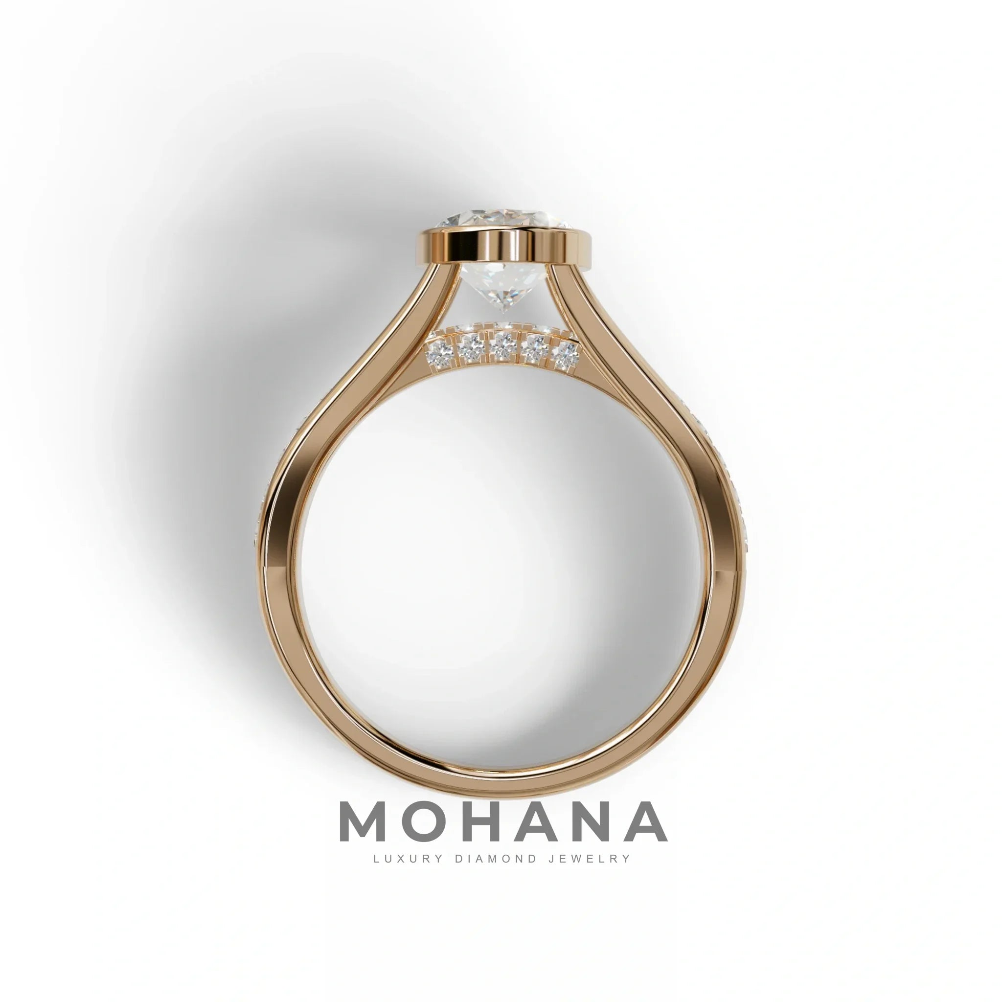 3 Carat Oval Bezel Setting lab grown Diamond Engagement Ring - Prisma