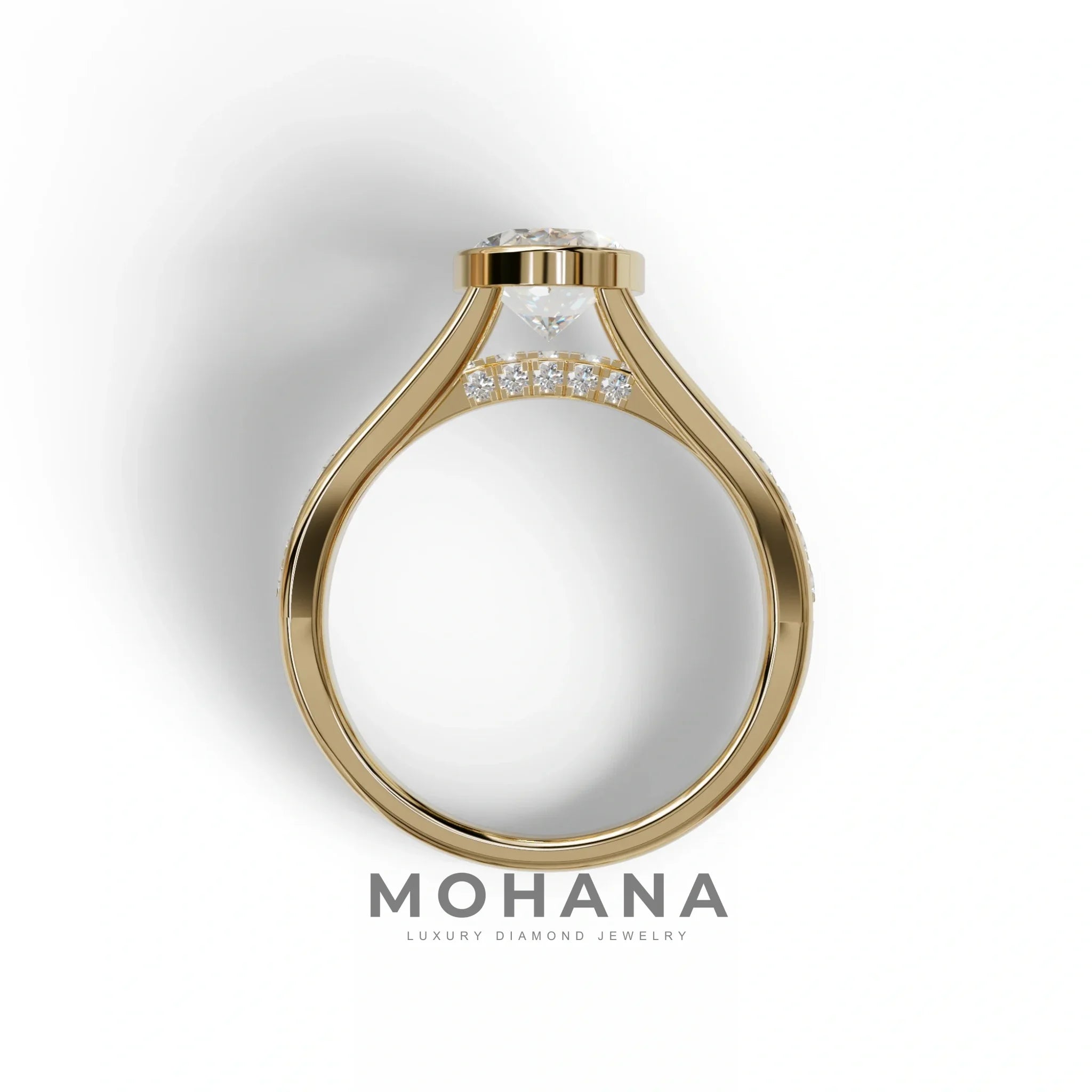 3 Carat Oval Bezel Setting lab grown Diamond Engagement Ring - Prisma