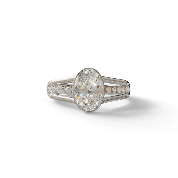 3 Carat Lab Grown Diamond Engagement Ring – Oval Cut Bezel | Prisma