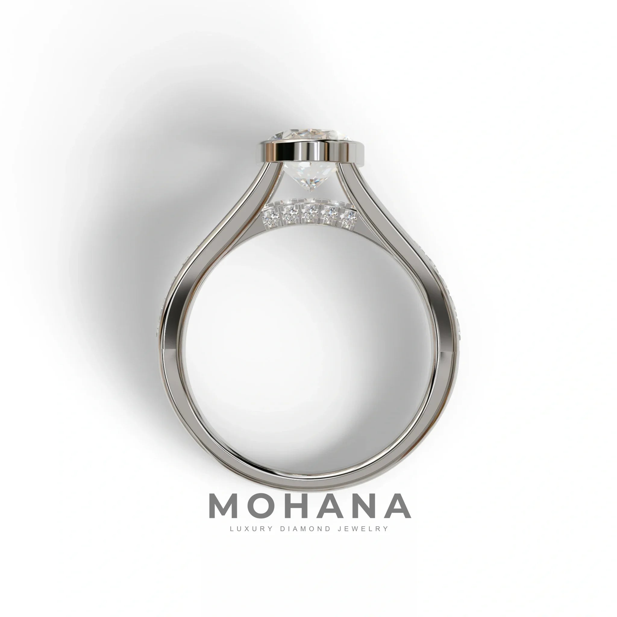 3 Carat Oval Bezel Setting lab grown Diamond Engagement Ring - Prisma