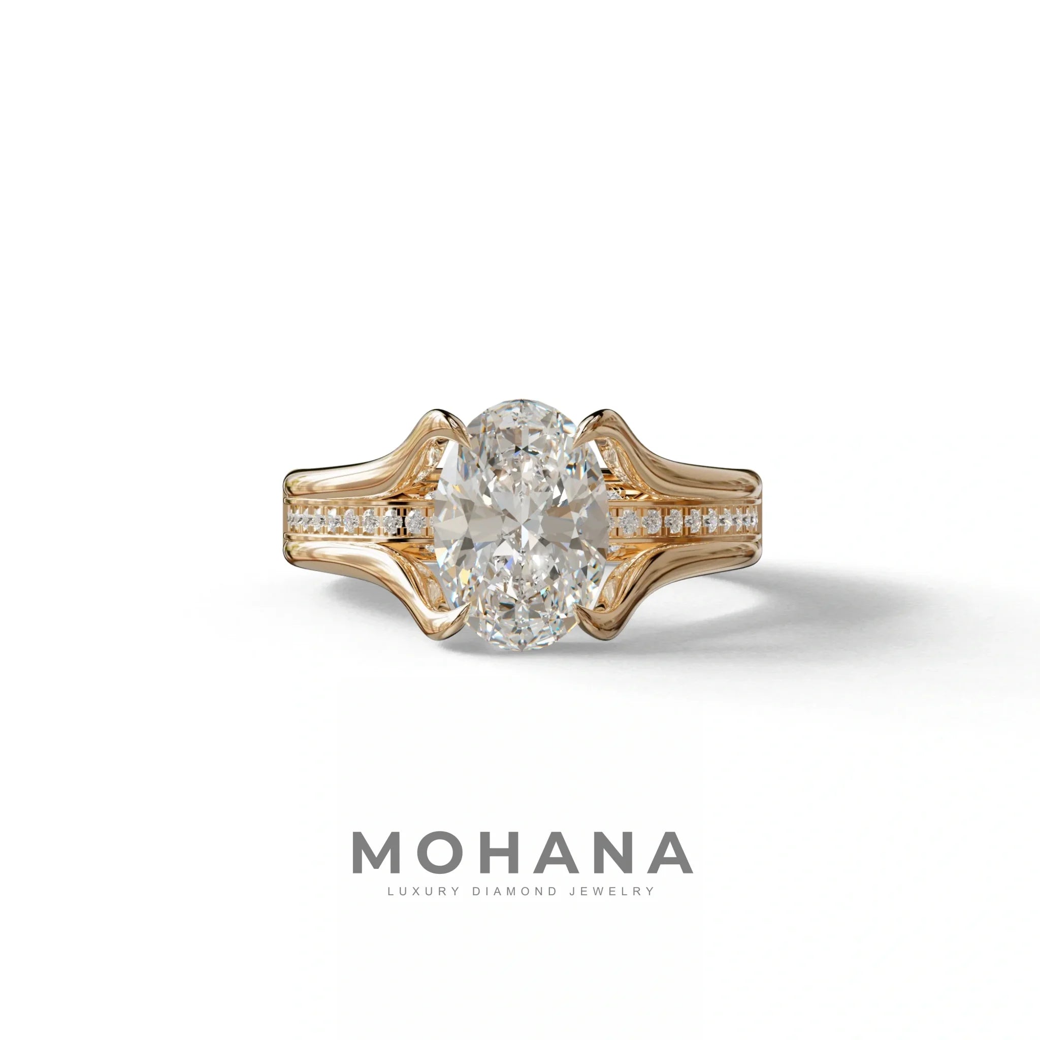 3 Carat E VVS Oval Cut Lab Diamond Engagement Ring - Beverly - 10K Solid Gold / Rose Gold