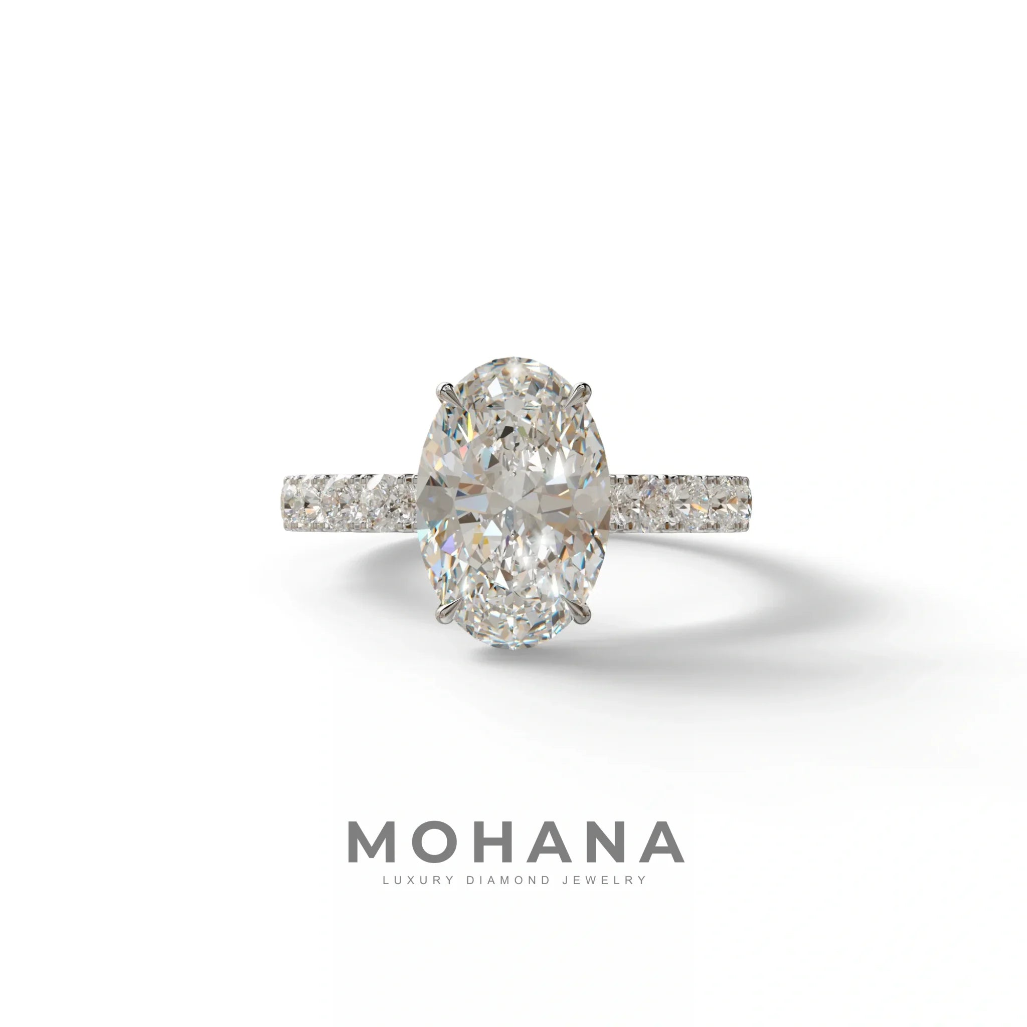 3 Carat E VVS Lab Diamond Oval Engagement Ring - Christie’s - 10K Solid Gold / White Gold