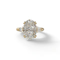3 Carat E VVS Oval & Baguette Lab Diamond Ring - Persi - 10K Solid Gold / Yellow Gold