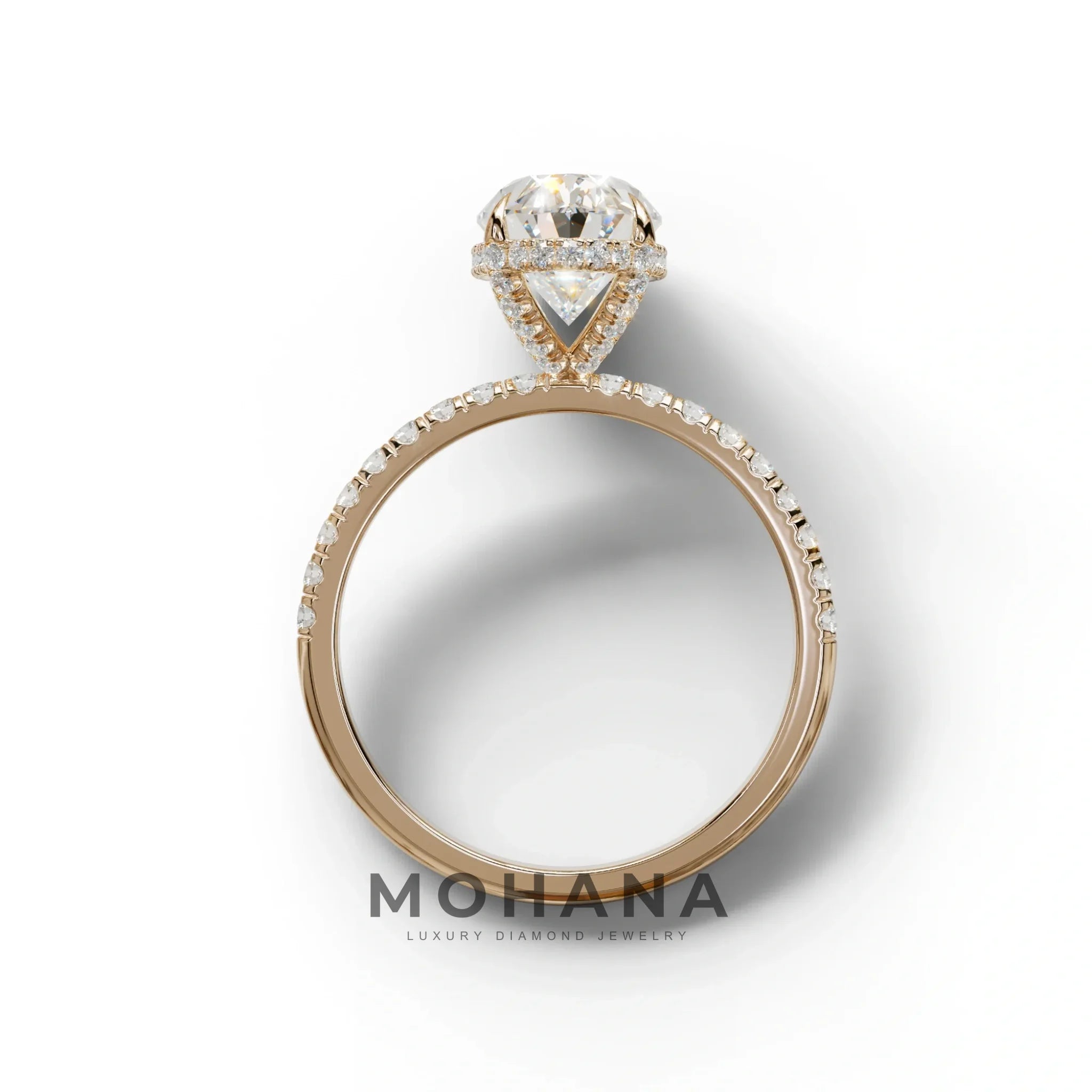 3 Carat E-VVS Oval Cut Hidden Halo & Pave Setting Lab Grown Diamond Ring