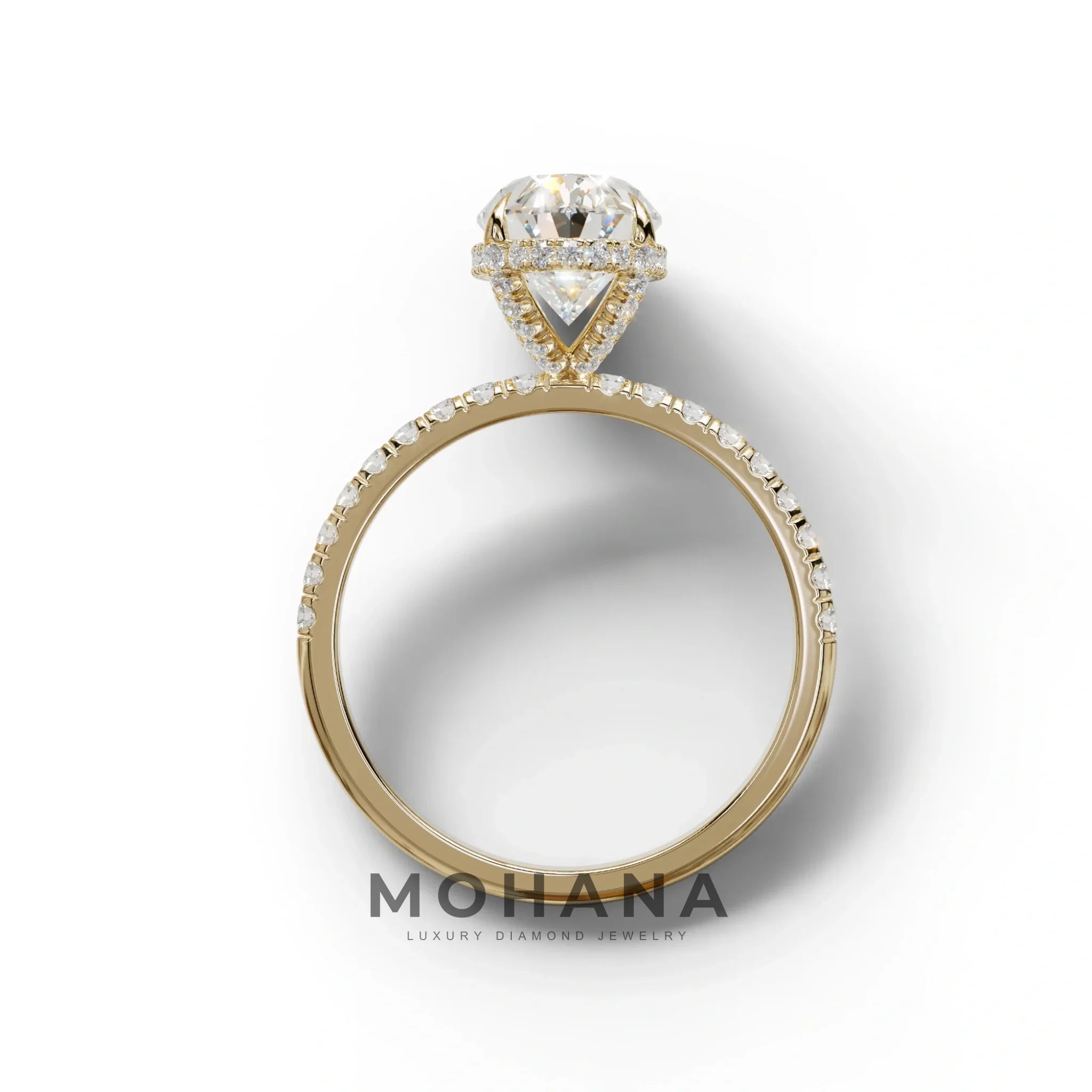 3 Carat E-VVS Oval Cut Hidden Halo & Pave Setting Lab Grown Diamond Ring