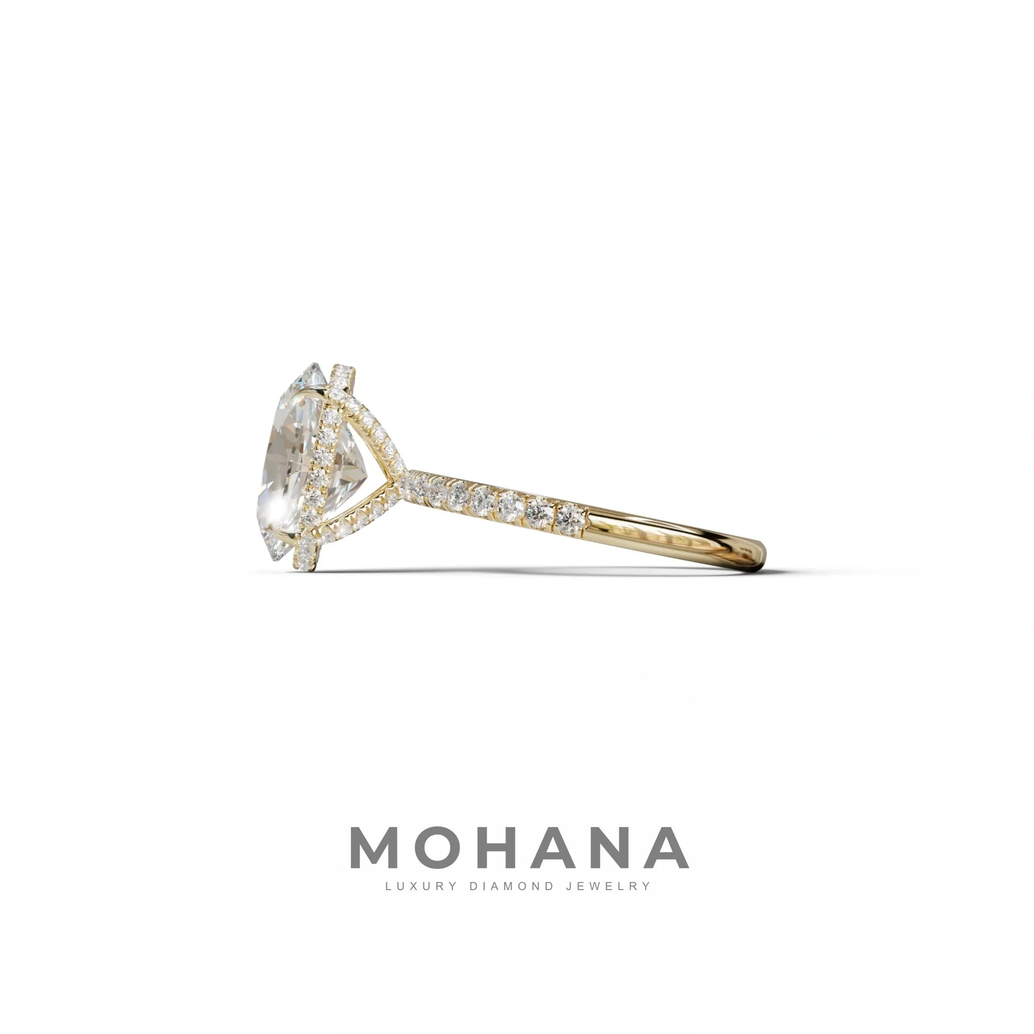 3 Carat E-VVS Oval Cut Hidden Halo & Pave Setting Lab Grown Diamond Ring