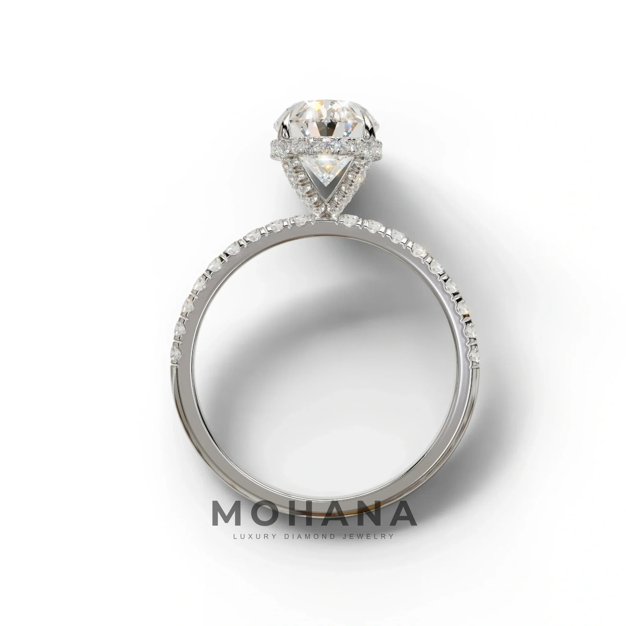 3 Carat E-VVS Oval Cut Hidden Halo & Pave Setting Lab Grown Diamond Ring