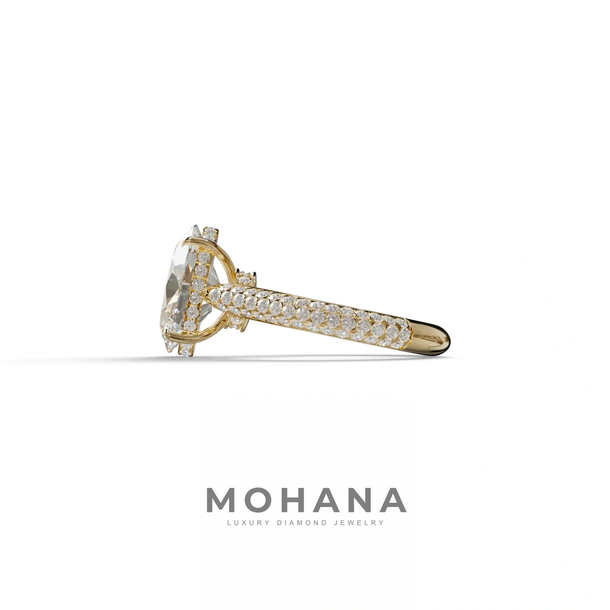 3 Carat E VVS Oval Cut Pave & hidden halo Lab Diamond Engagement Ring - Viviana
